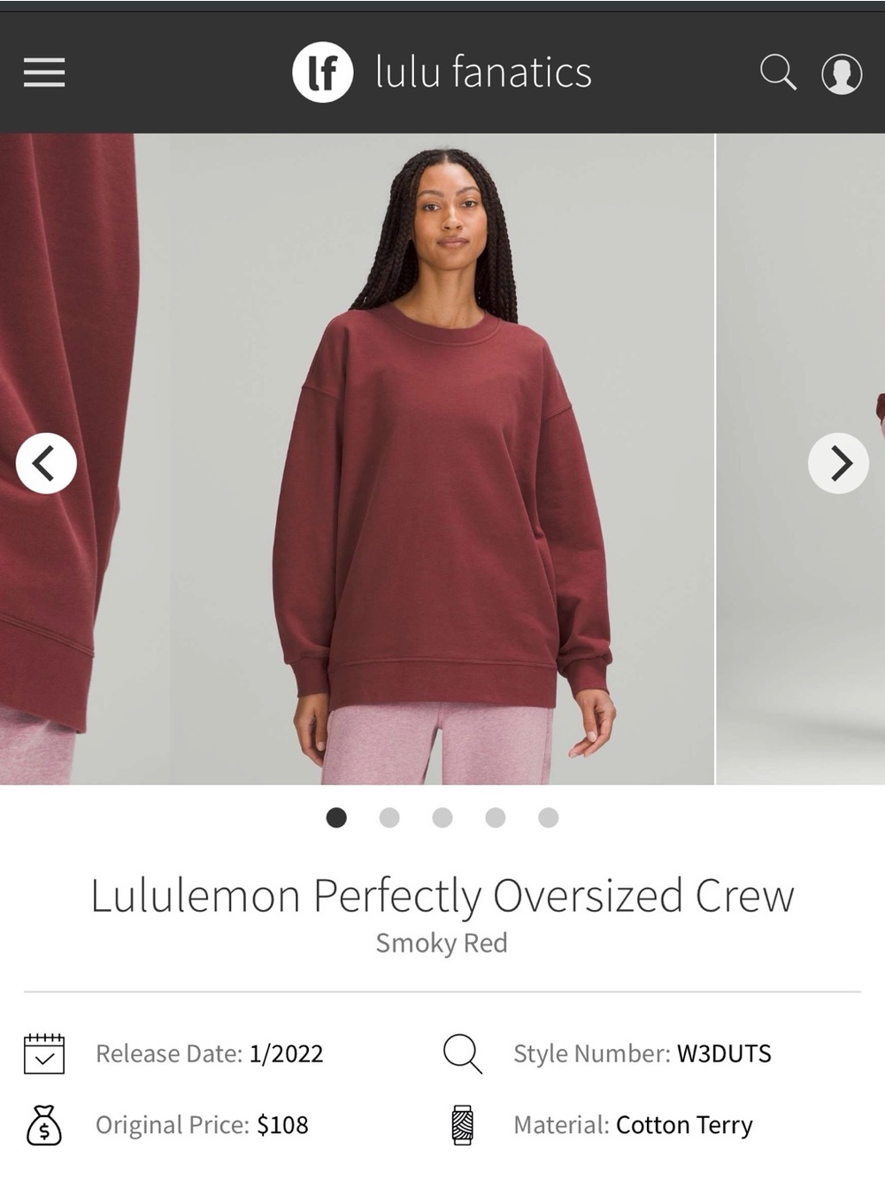 Lululemon Perfectly Oversized Crew SMRD 12